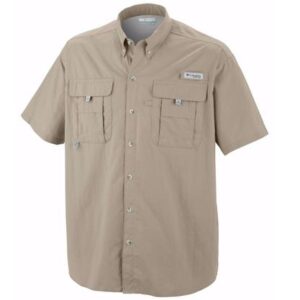 Columbia Men’s PFG Bahama™ II Short Sleeve Shirt - Big DOE Logo Fossil 1011652