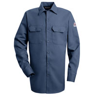 Bulwark Button-Front Work Shirt DOE Logo Navy SLW2NV