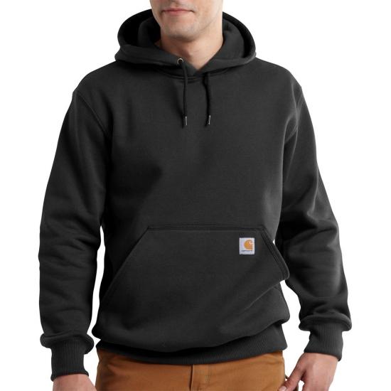 Carhartt Men's Rain Defender Paxton Hooded Heavyweight Sweatshirt DOE Logo Black 100615-001