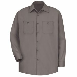 Red Kap  Men's Long Sleeve Wrinkle-Resistant Cotton Work Shirt DOE Logo Grey  SC30G