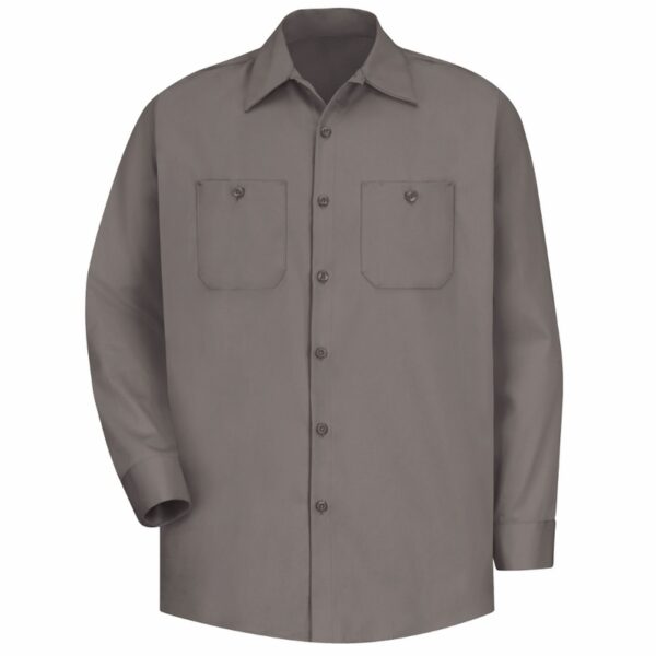 Red Kap  Men's Long Sleeve Wrinkle-Resistant Cotton Work Shirt DOE Logo Grey  SC30G