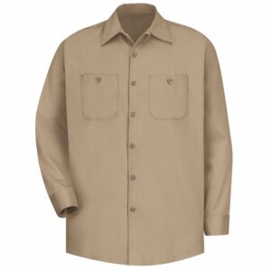 Red Kap Long Sleeve Wrinkle Resistant Cotton Shirt DOE Logo Khaki SC30KH