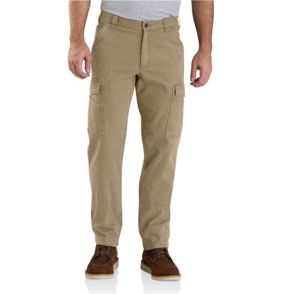 Carhartt Rugged Flex Relaxed Fit Canvas Cargo Work Pant DOE Logo Dark Khaki 103574-253