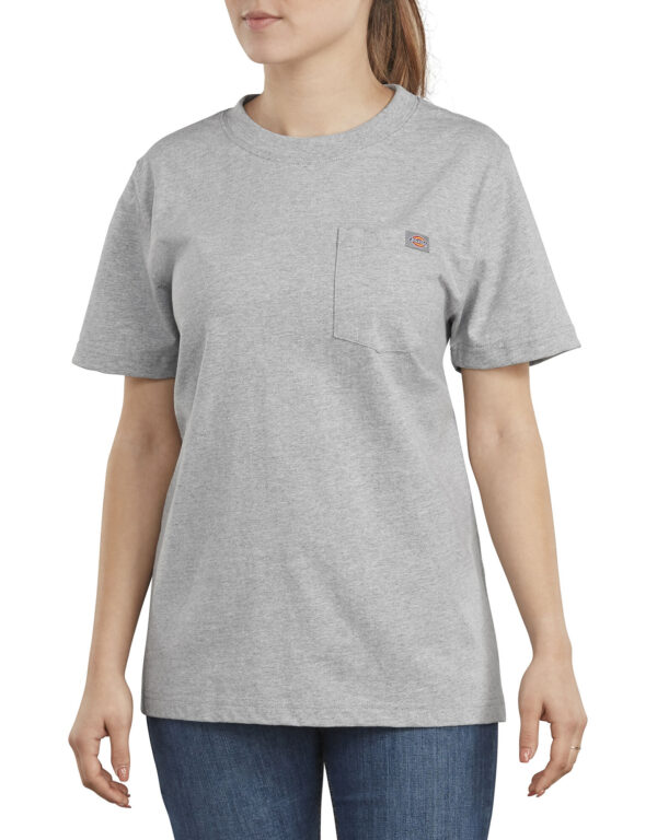 Dickies Women's Short Sleeve Heavyweight T-Shirt DOE Logo Heather Gray FS450HG