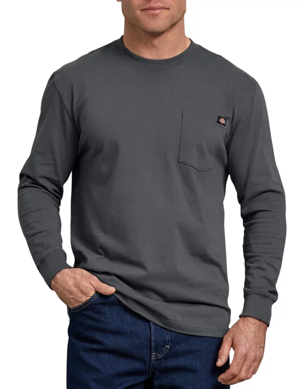 Dickies Long Sleeve Heavyweight Crew Neck T-Shirt DOE Logo Charcoal WL450CH