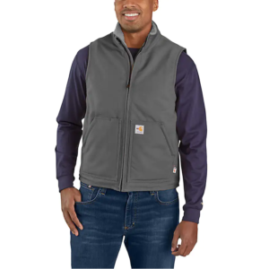 Carhartt FR Duck Sherpa Lined Vest DOE Logo Gravel 104981GRV