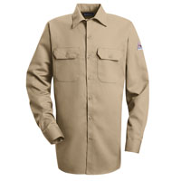 Bulwark EXCEL FR® ComforTouch® Work Shirt DOE Logo Khaki SLW2KH