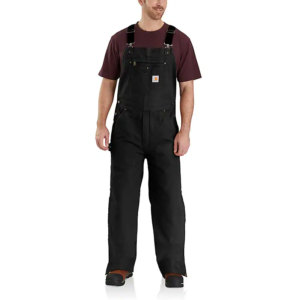 Carhartt Loose Fit Washed Duck Insulated Bib Overall Brown DOE Logo 104031BLK