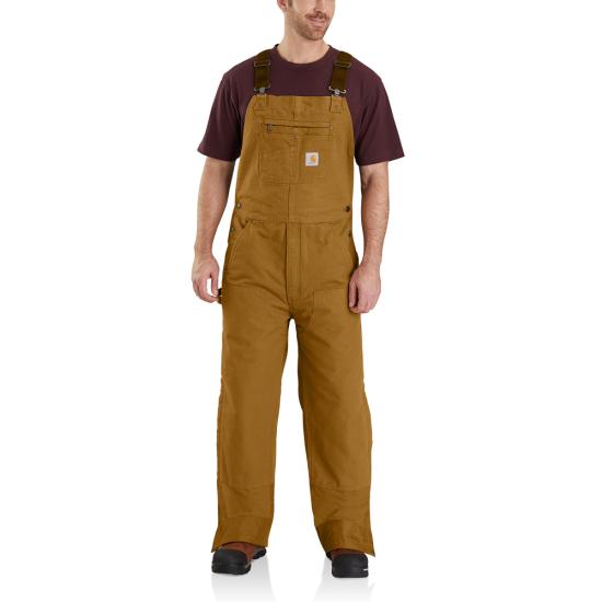 Carhartt Loose Fit Washed Duck Insulated Bib Overall Brown DOE Logo 104031BRN