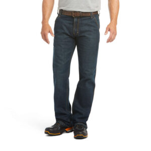 Ariat Rebar M4 Low Rise DuraStretch Workhorse Boot Cut Jean DOE Logo 10018377