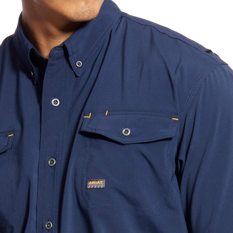 Ariat Rebar Made Tough VentTEK DuraStretch Work Shirt Navy DOE Logo 10025388 - Image 3