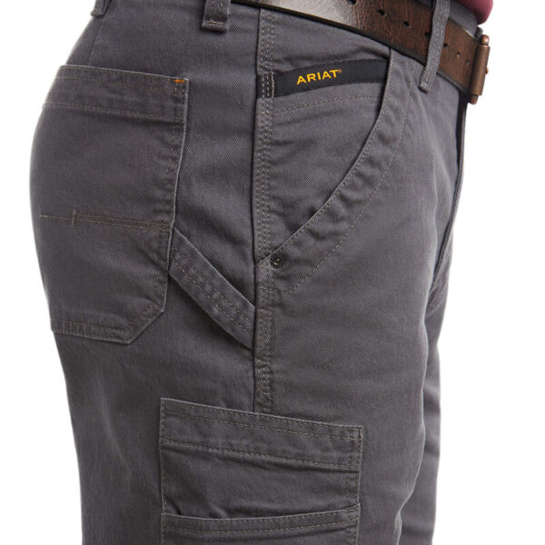 Ariat Rebar M4 Relaxed DuraStretch Washed Twill Dungaree Boot Cut Pant DOE Logo 10025973 - Image 3