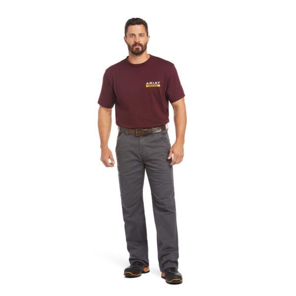 Ariat Rebar M4 Relaxed DuraStretch Washed Twill Dungaree Boot Cut Pant DOE Logo 10025973 - Image 4