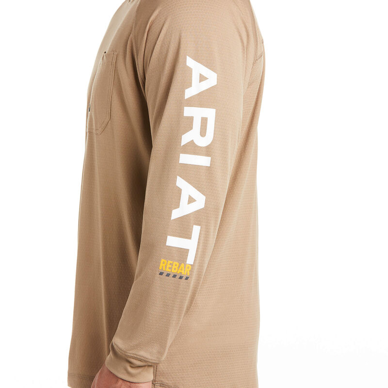 Ariat Rebar Heat Fighter T-Shirt Khaki DOE Logo 10031030 - Image 3