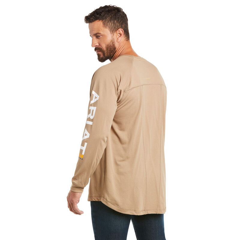 Ariat Rebar Heat Fighter T-Shirt Khaki DOE Logo 10031030 - Image 2
