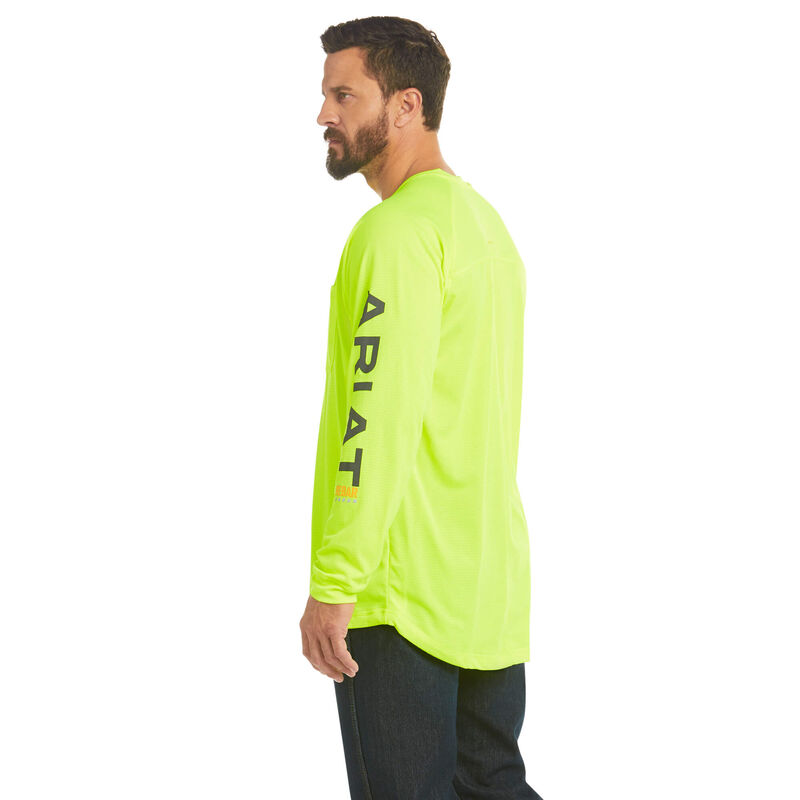 Ariat Rebar Heat Fighter T-Shirt Neon Lime DOE Logo 10031031 - Image 2