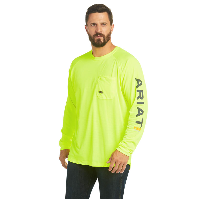 Ariat Rebar Heat Fighter T-Shirt Neon Lime DOE Logo 10031031