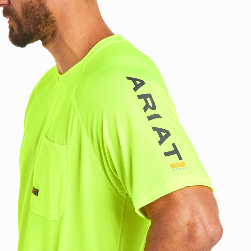Ariat Rebar Heat Fighter T-Shirt Neon Lime DOE Logo 10031037 - Image 3