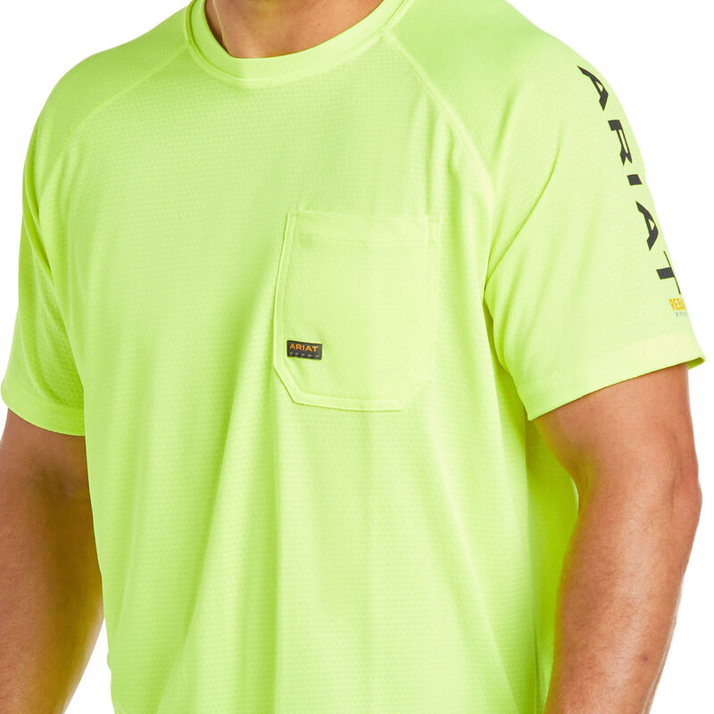Ariat Rebar Heat Fighter T-Shirt Neon Lime DOE Logo 10031037 - Image 4