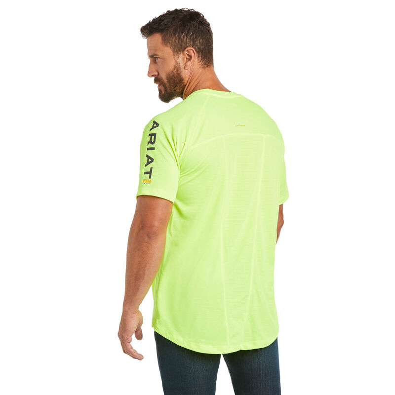 Ariat Rebar Heat Fighter T-Shirt Neon Lime DOE Logo 10031037 - Image 2