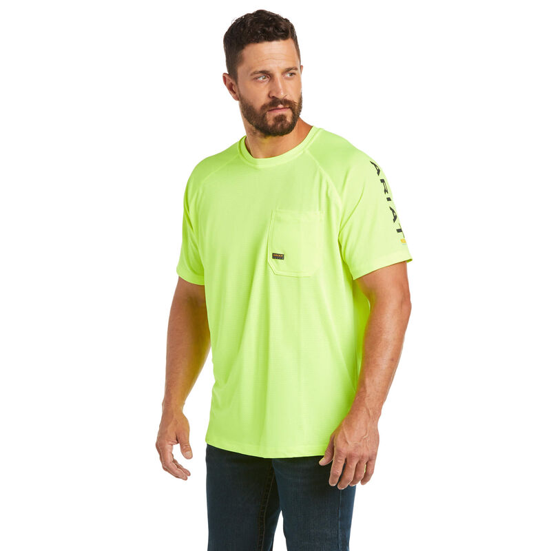 Ariat Rebar Heat Fighter T-Shirt Neon Lime DOE Logo 10031037