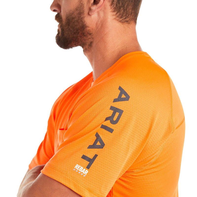 Ariat Rebar Heat Fighter T-Shirt Neon Orange DOE Logo 10031040 - Image 3