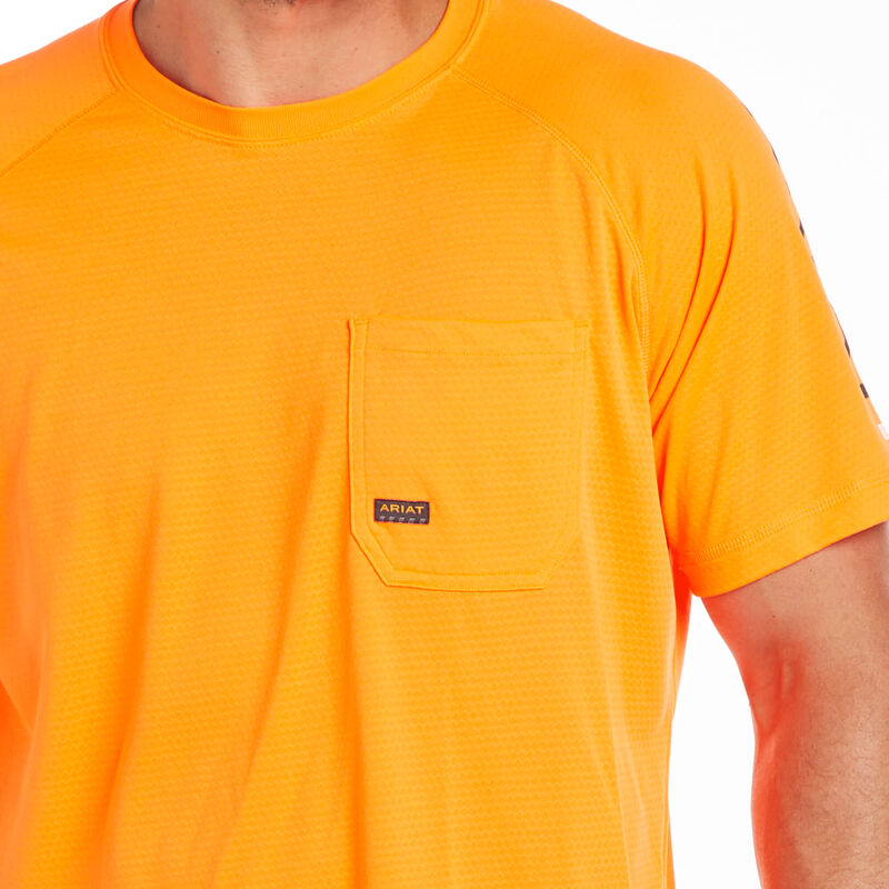 Ariat Rebar Heat Fighter T-Shirt Neon Orange DOE Logo 10031040 - Image 4