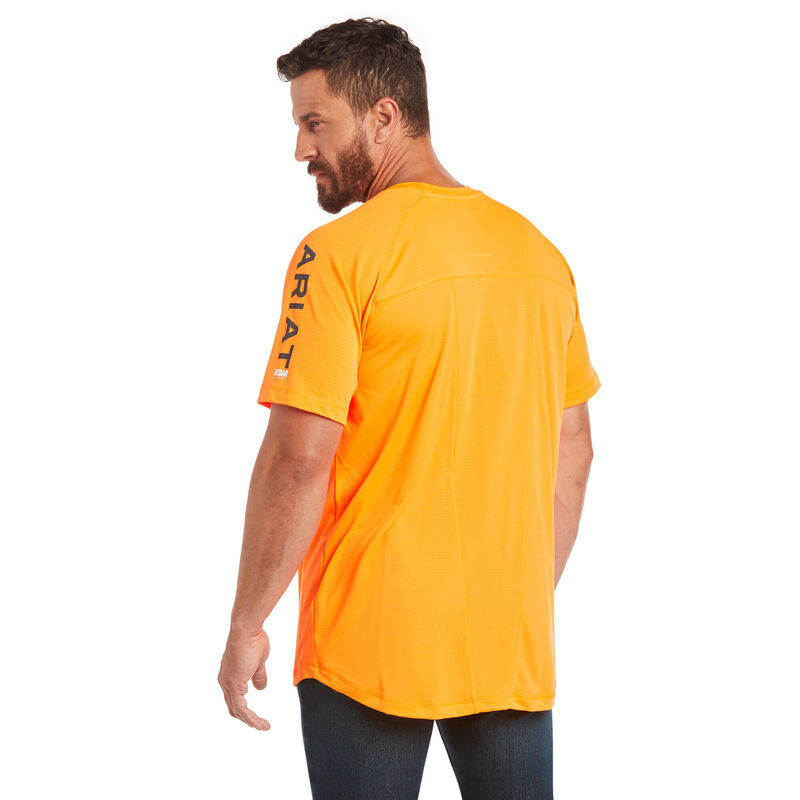 Ariat Rebar Heat Fighter T-Shirt Neon Orange DOE Logo 10031040 - Image 2