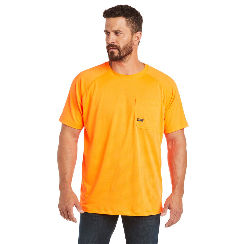 Ariat Rebar Heat Fighter T-Shirt Neon Orange DOE Logo 10031040