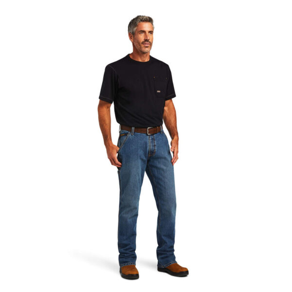 Ariat Rebar M4 Low Rise DuraStretch Workhorse Boot Cut Jean DOE Logo 10041086 - Image 3