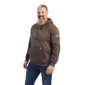 Ariat Rebar Workman DuraCanvas Hoodie Wren Heather DOE Logo 10041500