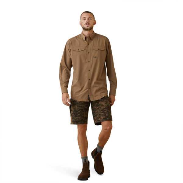 Ariat Rebar Made Tough VentTEK DuraStretch Work Shirt Khaki DOE Logo 10043836 - Image 3