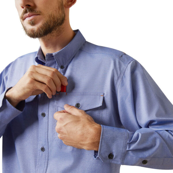 Ariat Rebar Made Tough VentTEK DuraStretch Work Shirt Surf Web Heather DOE Logo 10043838 - Image 4