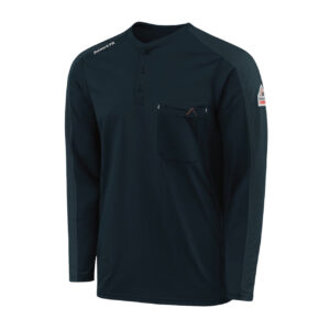 Bulwark Flex Knit Henley DOE Logo Navy STL2NV