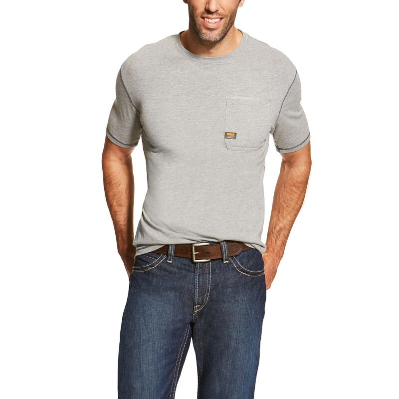 Ariat Rebar Workman T-Shirt Heather Grey DOE Logo 10019131