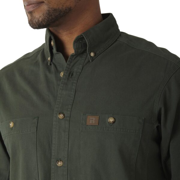 Wrangler Riggs Workwear Long Sleeve Button Down Solid Twill Work Shirt DOE Logo Forest Green 3W501FG - Image 2