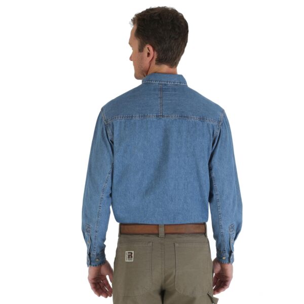 Wrangler Riggs Workwear Long Sleeve Button Down Solid Denim Work Shirt DOE Logo Antique 3W510AN - Image 2