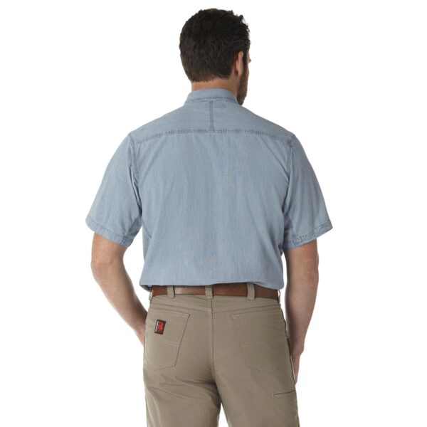 Wrangler Riggs Workwear Chambray Work Shirt Light Blue DOE Logo 3W531BL - Image 2