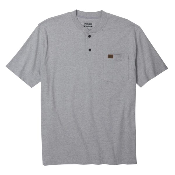 Wrangler Riggs Workwear Short Sleeve Henley DOE Logo Ash Heather 3W760AH