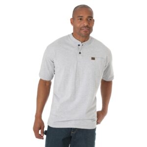 Wrangler Riggs Workwear Short Sleeve Henley DOE Logo Oatmeal Heather 3W760OH