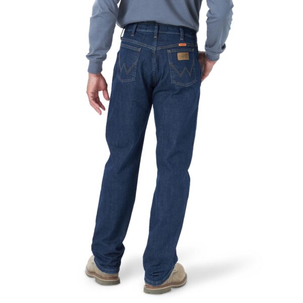 Wrangler FR Flame Resistant Original Fit Jean Dark Wash DOE Logo FR13MDW - Image 2