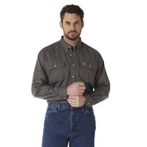 Wrangler Riggs Workwear FR Flame Resistant Work Shirt Slate Grey DOE Logo FR3W5GY