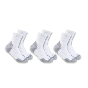 Carhartt Midweight Cotton Blend Quarter Sock White 3-Pack SQ6103M-W