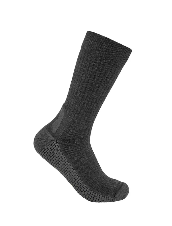 Carhartt Force Grid Midweight Merino Wool Blend Crew Sock Carbon Heather SC9270M-CH