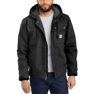 Carhartt Relaxed Fit Washed Duck Sherpa-Lined Utility Jacket Black with DOE Logo 103826BLK-DOE