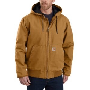 Carhartt Loose Fit Washed Duck Insulated Active Jac - 3 Warmest Rating Brown with DOE Logo 104050BRN-DOE