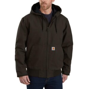 Carhartt Loose Fit Washed Duck Insulated Active Jac - 3 Warmest Rating Dark Brown with DOE Logo 104050DKB-DOE