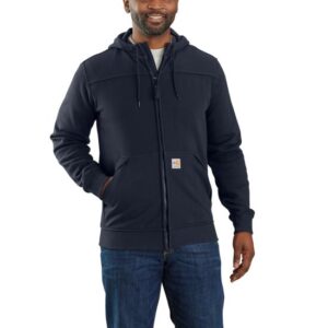 Carhartt Flame-Resistant Rain Defender Relaxed Fit Fleece Jacket Navy with DOE Logo 105010-DOE