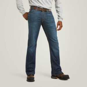 Ariat FR M4 Relaxed Stretch DuraLight Jett Boot Cut Jean DOE Logo 10030266-DOE