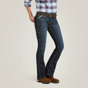 Ariat Women's Rebar DuraStretch Riveter Boot Cut Jean with DOE Logo 10032462-DOE